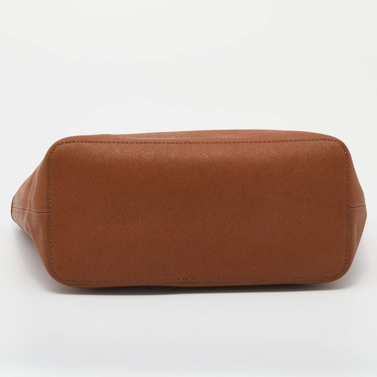 Pre Owned Michael Kors Brown Leather Jet Set Tote