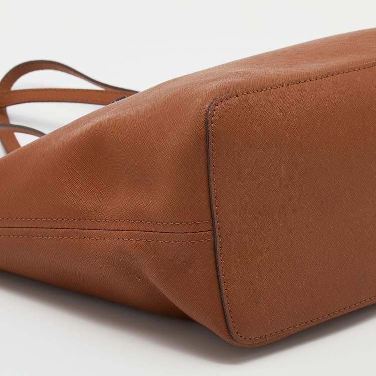 Pre Owned Michael Kors Brown Leather Jet Set Tote