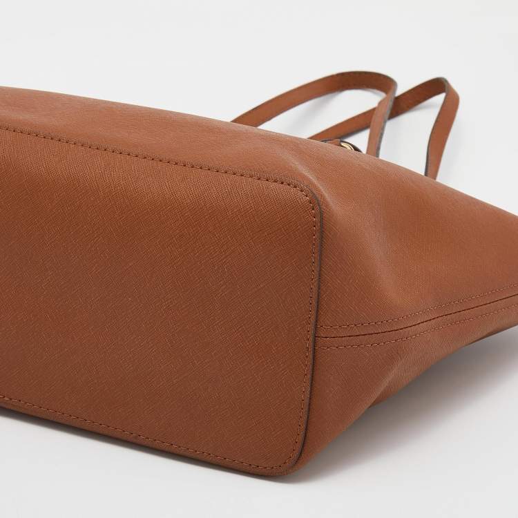 Pre Owned Michael Kors Brown Leather Jet Set Tote