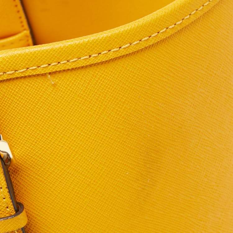 Pre Owned Michael Kors Mustard Saffiano Leather Small Jet Set Travel Tote