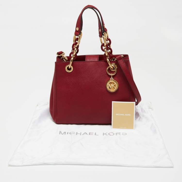 Pre Owned MICHAEL Michael Kors Burgundy Leather Small Cynthia Tote