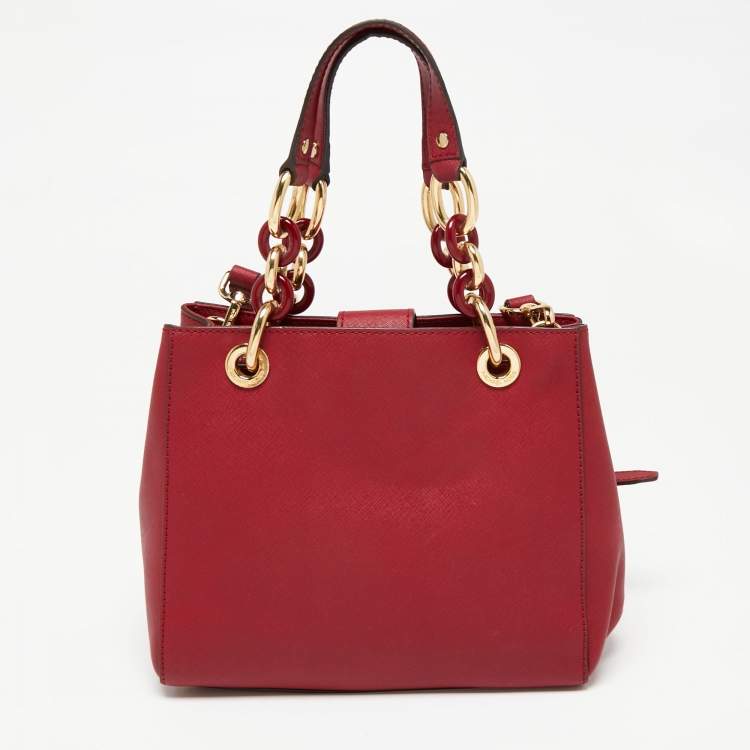 Pre Owned MICHAEL Michael Kors Burgundy Leather Small Cynthia Tote