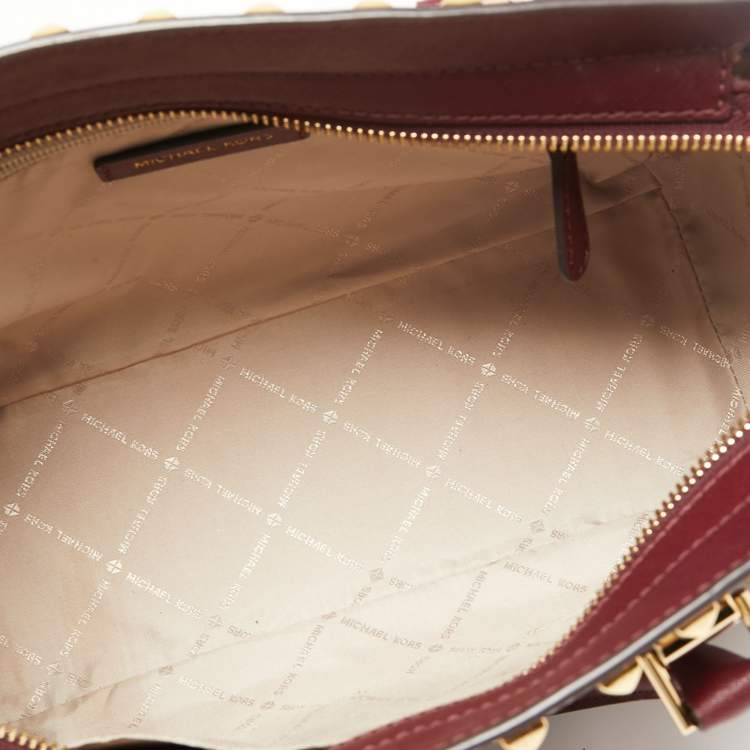 Pre Owned Michael Kors Burgundy Leather Studded Medium Selma Satchel