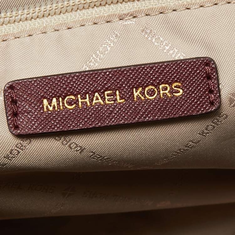 Pre Owned Michael Kors Burgundy Leather Studded Medium Selma Satchel