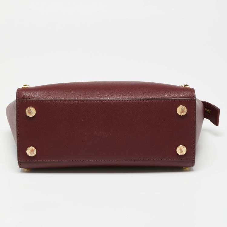 Pre Owned Michael Kors Burgundy Leather Studded Medium Selma Satchel