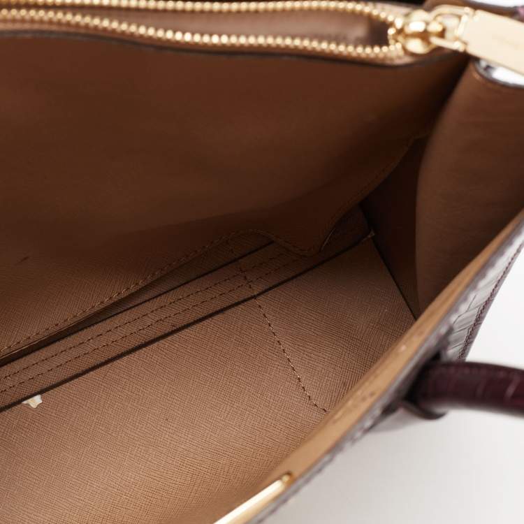 Pre Owned Michael Kors Purple Croc Embossed Leather Mercer Tote 