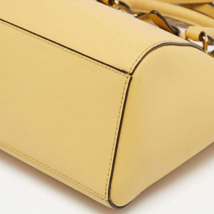 Pre Owned Michael Kors Butter Yellow Safiano Leather Medium Ciara Satchel