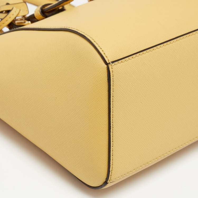 Pre Owned Michael Kors Butter Yellow Safiano Leather Medium Ciara Satchel