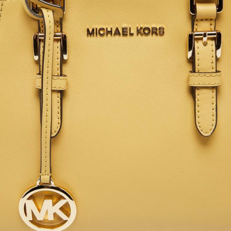 Pre Owned Michael Kors Butter Yellow Safiano Leather Medium Ciara Satchel