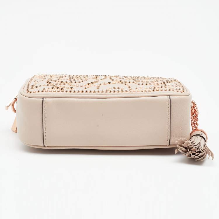 Pre Owned Michael Kors Pink Leather Studded Crossbody Bag