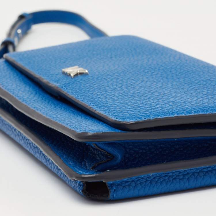 Pre Owned Michael Kors Blue Leather Phone Wallet Crossbody Bag