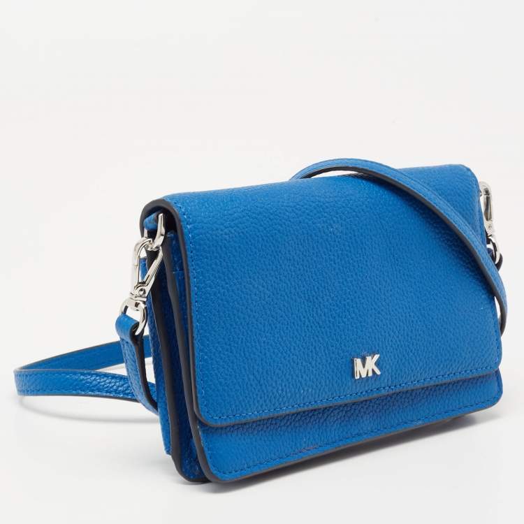 Pre Owned Michael Kors Blue Leather Phone Wallet Crossbody Bag