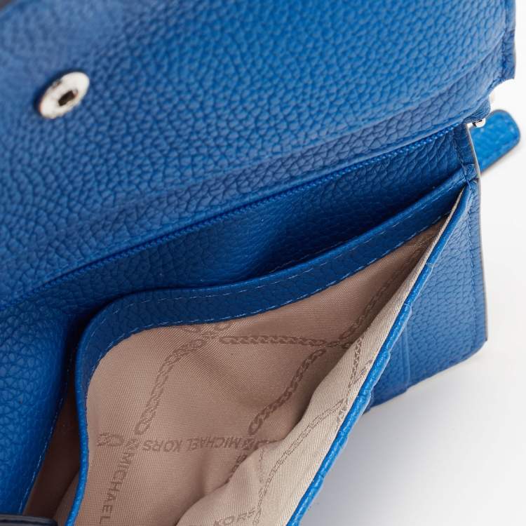 Pre Owned Michael Kors Blue Leather Phone Wallet Crossbody Bag