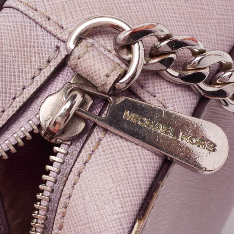 Pre Owned Michael Kors Lavender Saffiano Leather Jet Set Camera Crossbody Bag