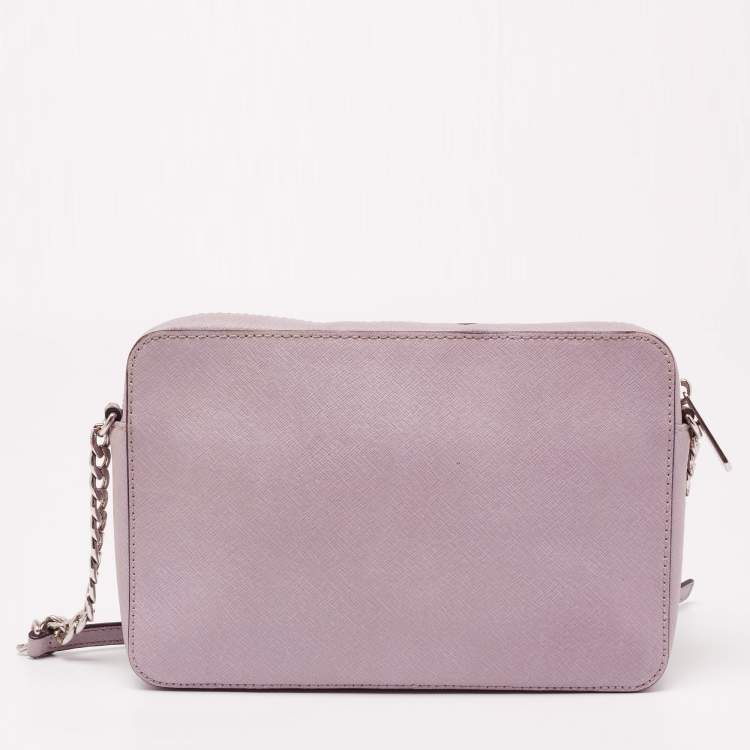 Pre Owned Michael Kors Lavender Saffiano Leather Jet Set Camera Crossbody Bag