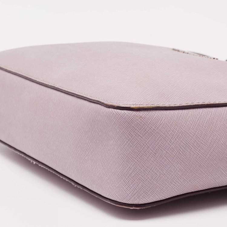 Pre Owned Michael Kors Lavender Saffiano Leather Jet Set Camera Crossbody Bag