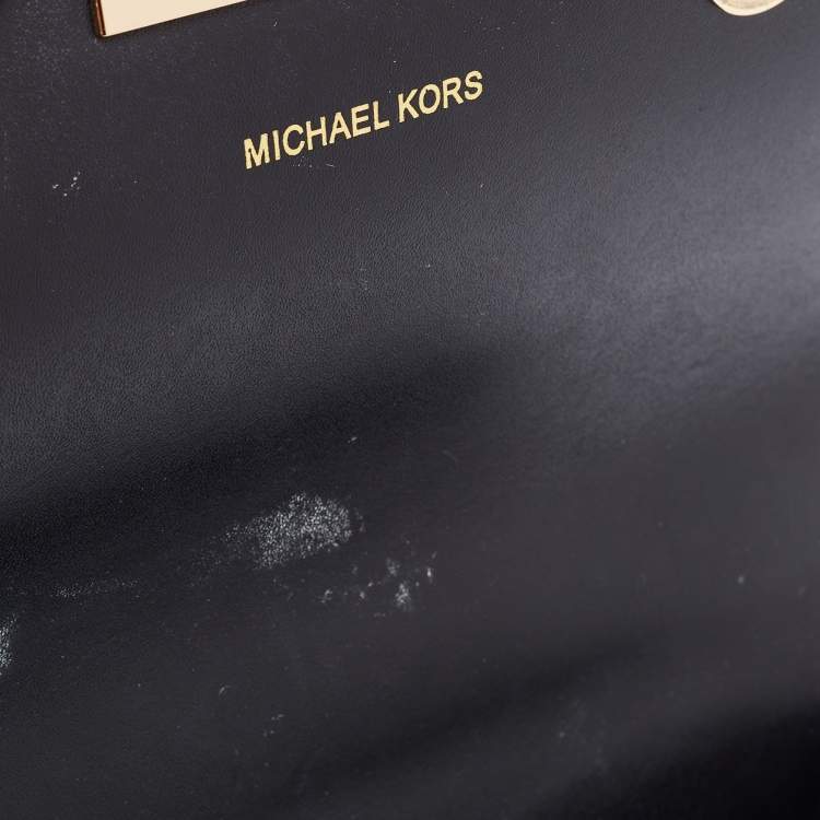 Pre Owned Michael Kors Dark Brown/Black Signature Coated Canvas And Leather Jade Shoulder Bag