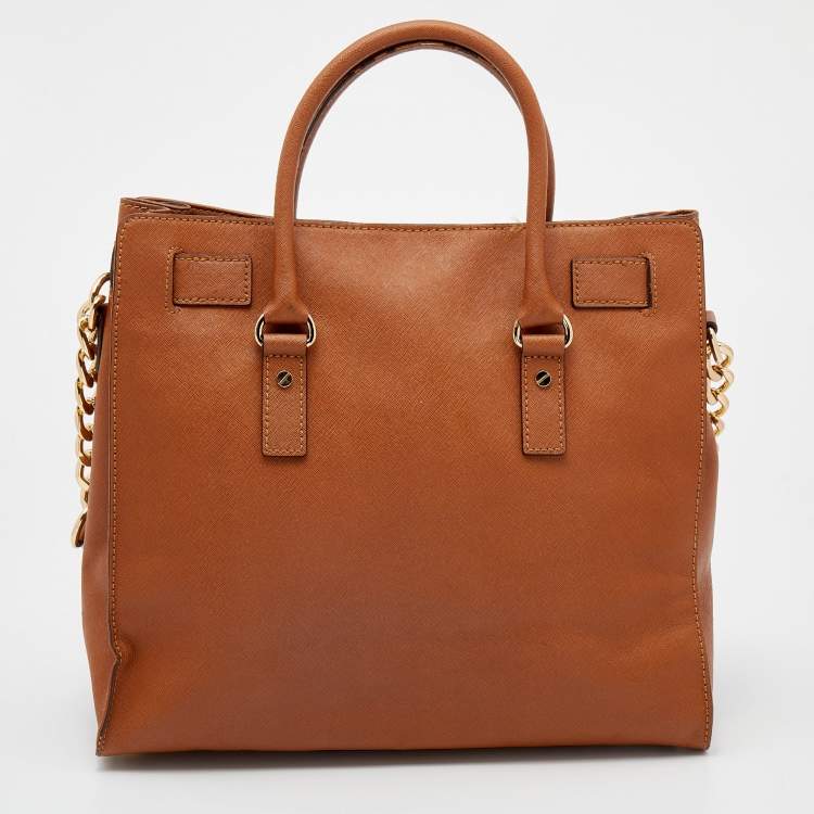 Pre Owned MICHAEL Michael Kors Brown Saffiano Leather Hamilton Tote