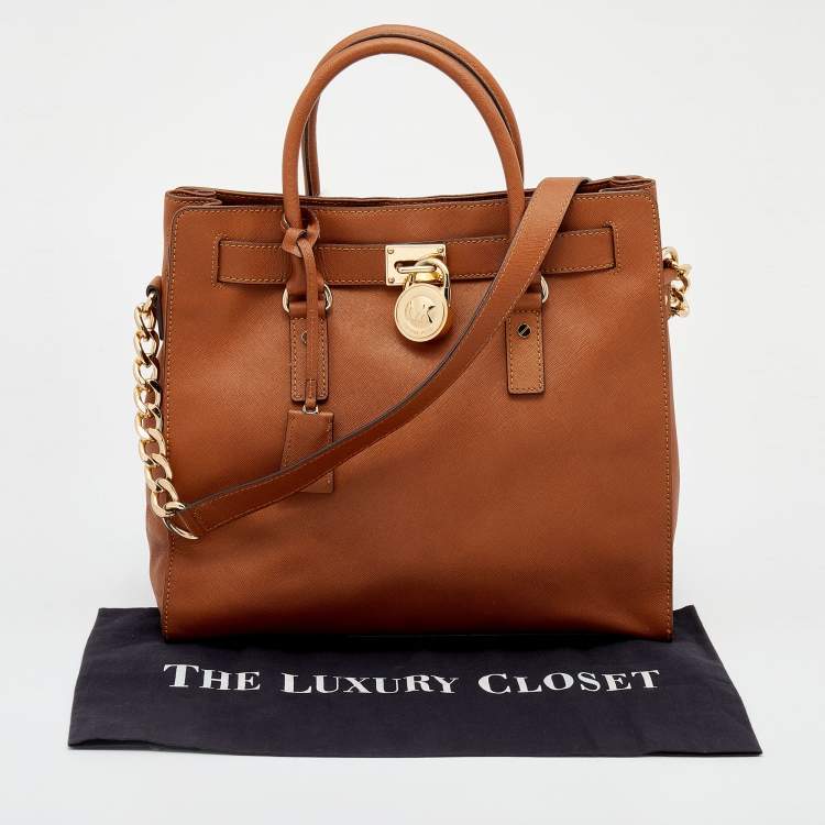 Pre Owned MICHAEL Michael Kors Brown Saffiano Leather Hamilton Tote