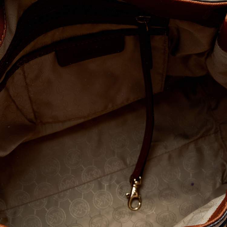 Pre Owned MICHAEL Michael Kors Brown Saffiano Leather Hamilton Tote