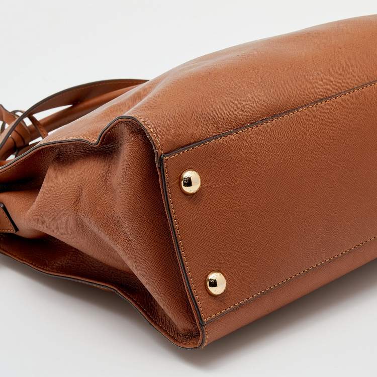 Pre Owned MICHAEL Michael Kors Brown Saffiano Leather Hamilton Tote