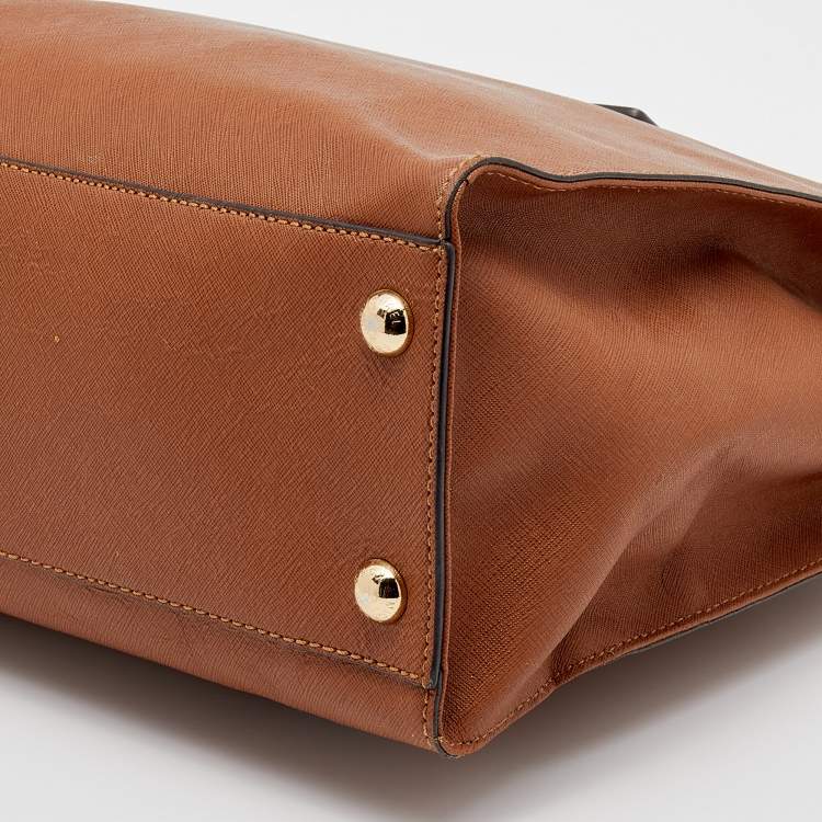 Pre Owned MICHAEL Michael Kors Brown Saffiano Leather Hamilton Tote