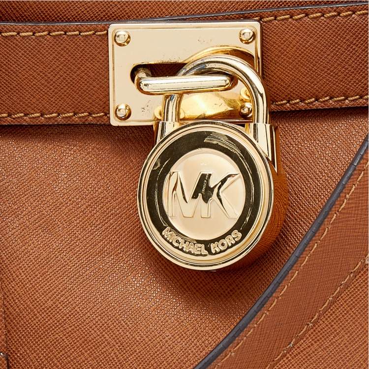 Pre Owned MICHAEL Michael Kors Brown Saffiano Leather Hamilton Tote