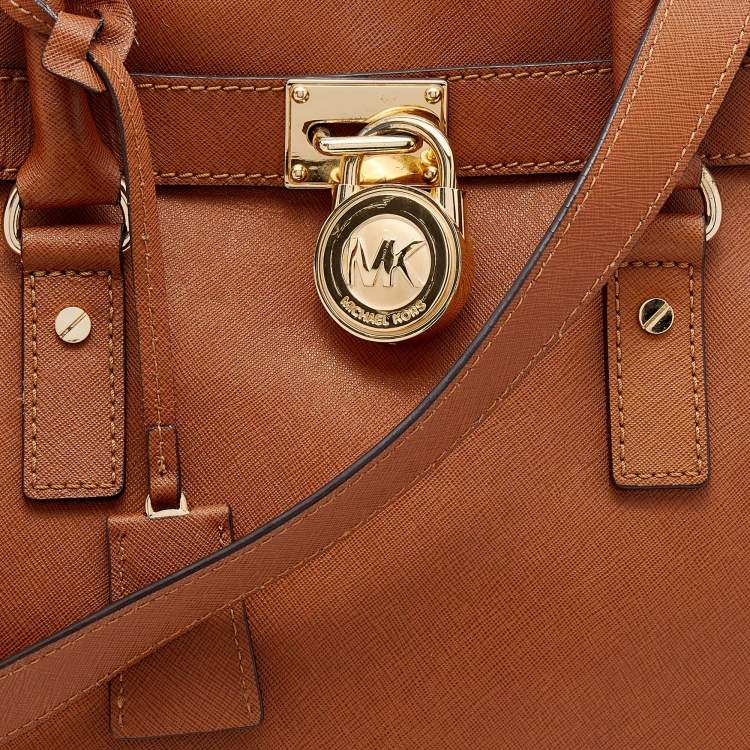 Pre Owned MICHAEL Michael Kors Brown Saffiano Leather Hamilton Tote