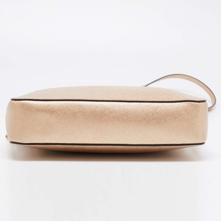 Pre Owned Michael Kors Metallic Gold Leather Jet Set Camera Crossbody Bag