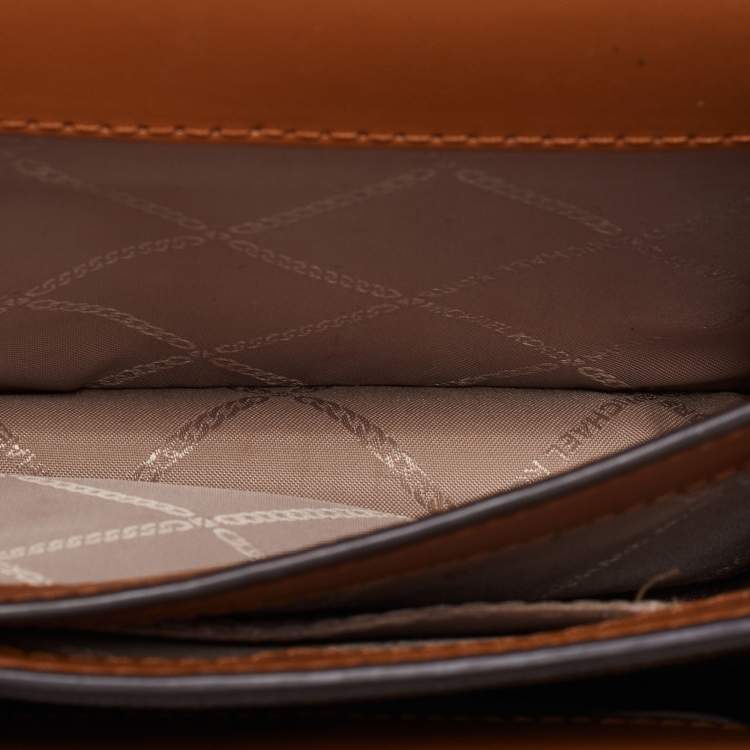 Pre Owned Michael Kors Brown Signature Coated Canvas And Leather Jade Shoulder Bag