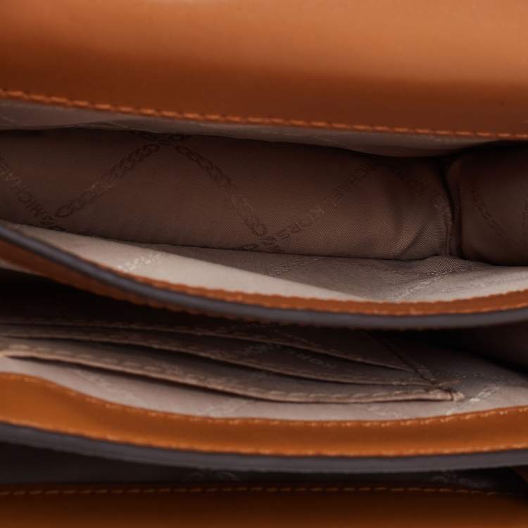 Pre Owned Michael Kors Brown Signature Coated Canvas And Leather Jade Shoulder Bag