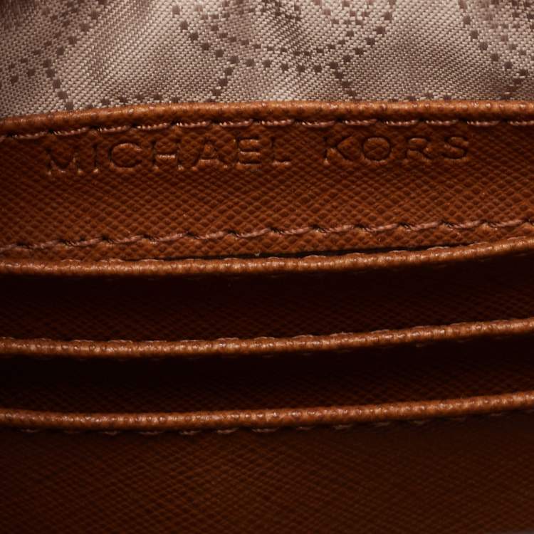 Pre Owned Michael Kors Dark Brown Studded Leather Selma Crossbody Bag