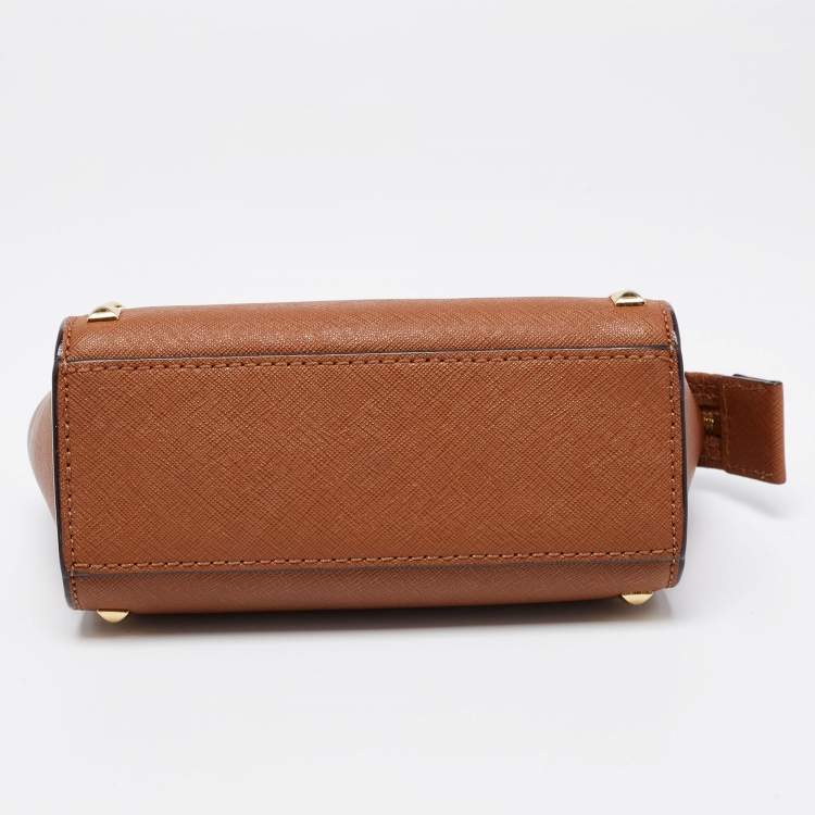 Pre Owned Michael Kors Dark Brown Studded Leather Selma Crossbody Bag