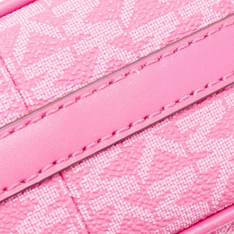 Pre Owned Michael Kors Pink Signature Coated Canvas and Leather Charm Pochette Bag