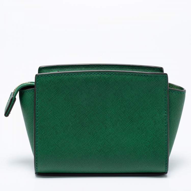 Pre Owned Michael Kors Green Leather Mini Selma Crossbody Bag