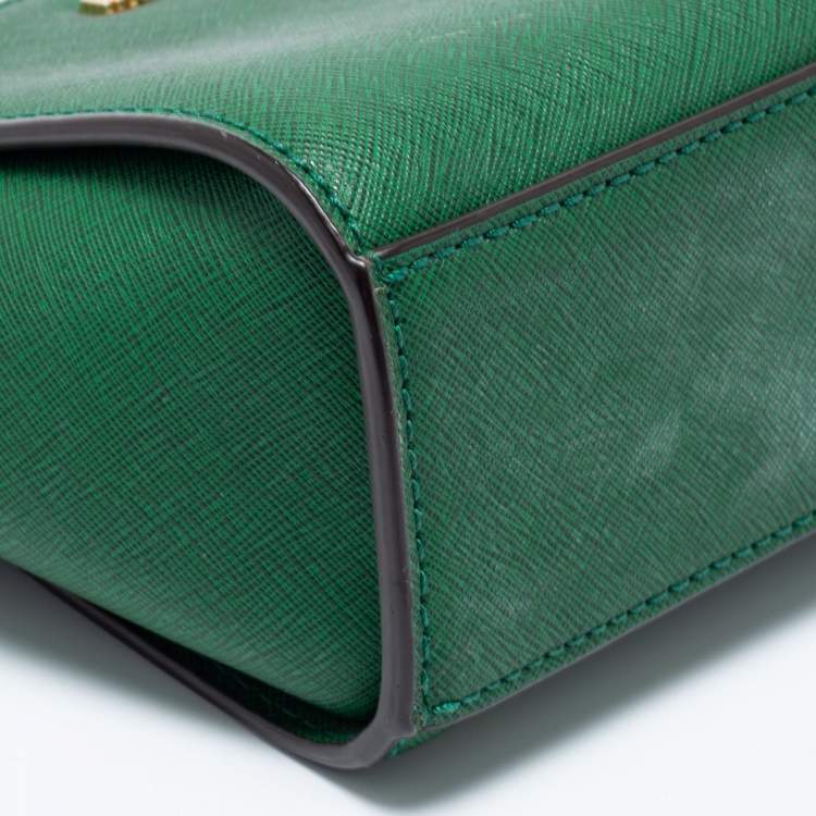 Pre Owned Michael Kors Green Leather Mini Selma Crossbody Bag