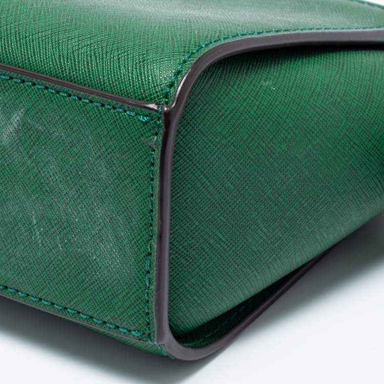 Pre Owned Michael Kors Green Leather Mini Selma Crossbody Bag