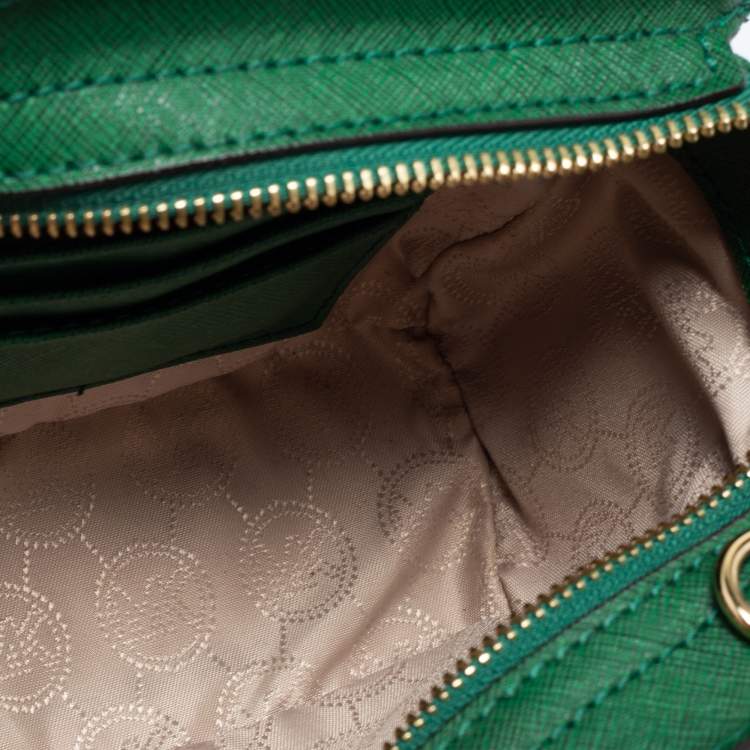 Pre Owned Michael Kors Green Leather Mini Selma Crossbody Bag