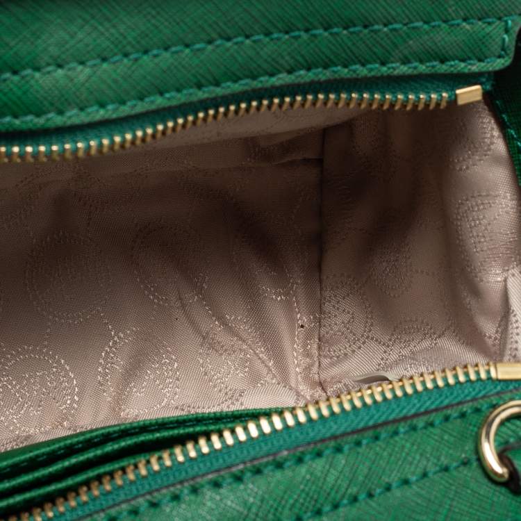 Pre Owned Michael Kors Green Leather Mini Selma Crossbody Bag