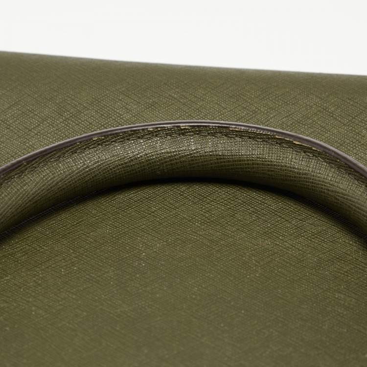 Pre Owned MICHAEL Michael Kors Military Green Saffiano Leather Large Selma Satchel
