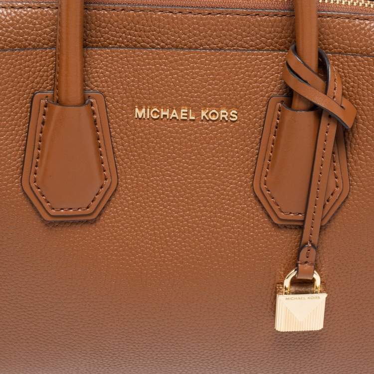 Pre Owned Michael Kors Tan Leather Small Mercer Belted Tote