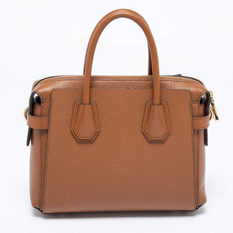 Pre Owned Michael Kors Tan Leather Small Mercer Belted Tote