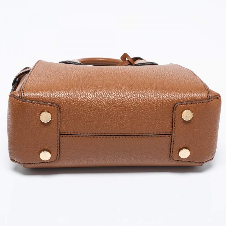 Pre Owned Michael Kors Tan Leather Small Mercer Belted Tote