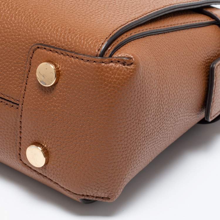 Pre Owned Michael Kors Tan Leather Small Mercer Belted Tote