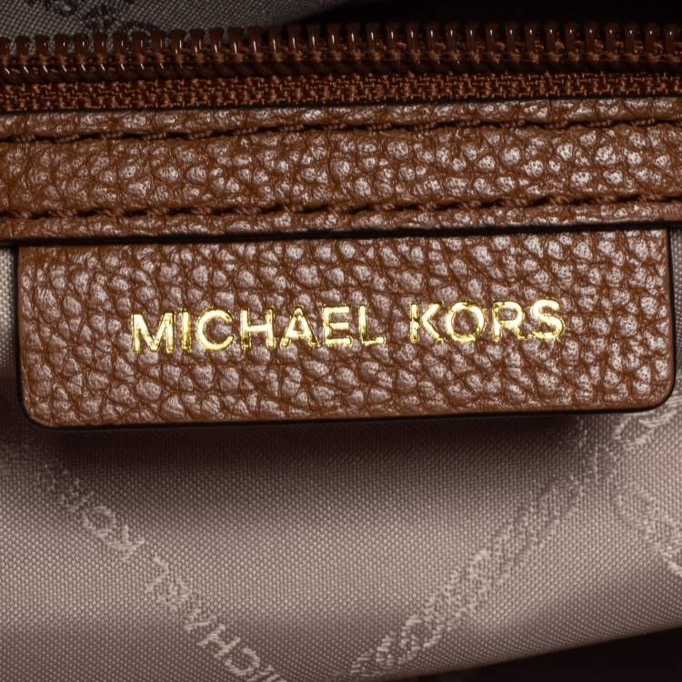 Pre Owned Michael Kors Tan Leather Small Mercer Belted Tote