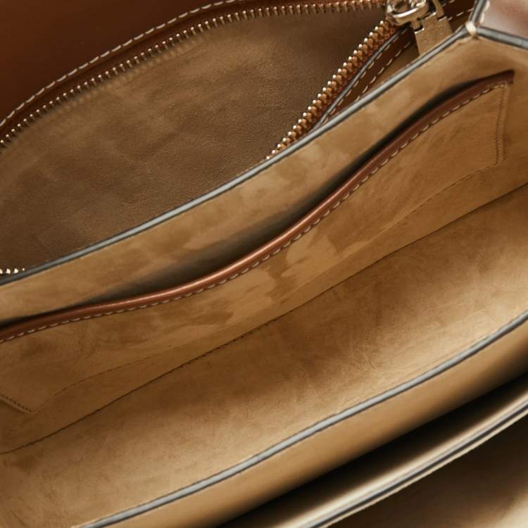 Pre Owned Michael Kors Brown Pebbled Leather Crawford Studded Top Handle Bag