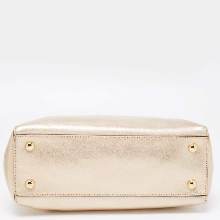 Pre Owned MICHAEL Michael Kors Metallic Gold Leather Medium Cynthia Tote