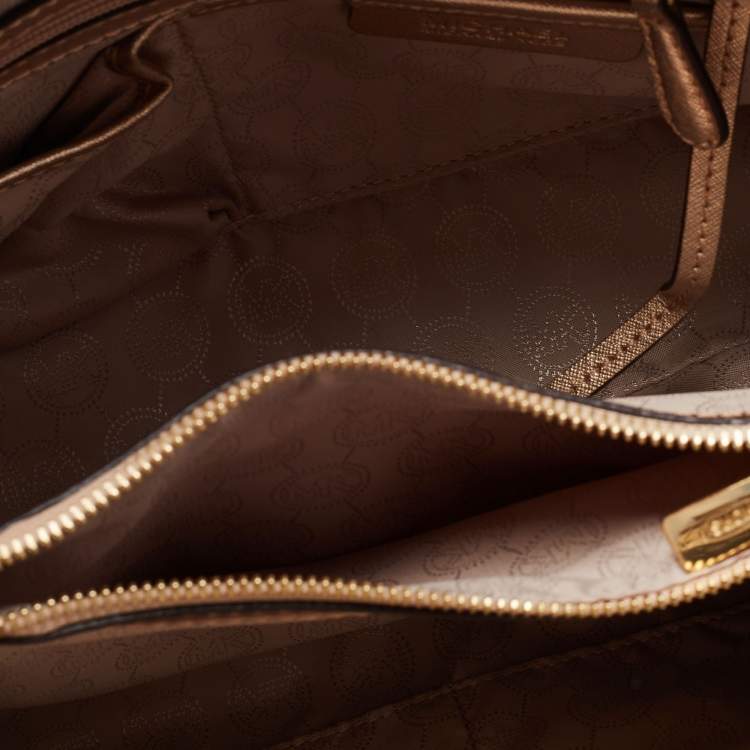 Pre Owned MICHAEL Michael Kors Metallic Gold Leather Medium Cynthia Tote