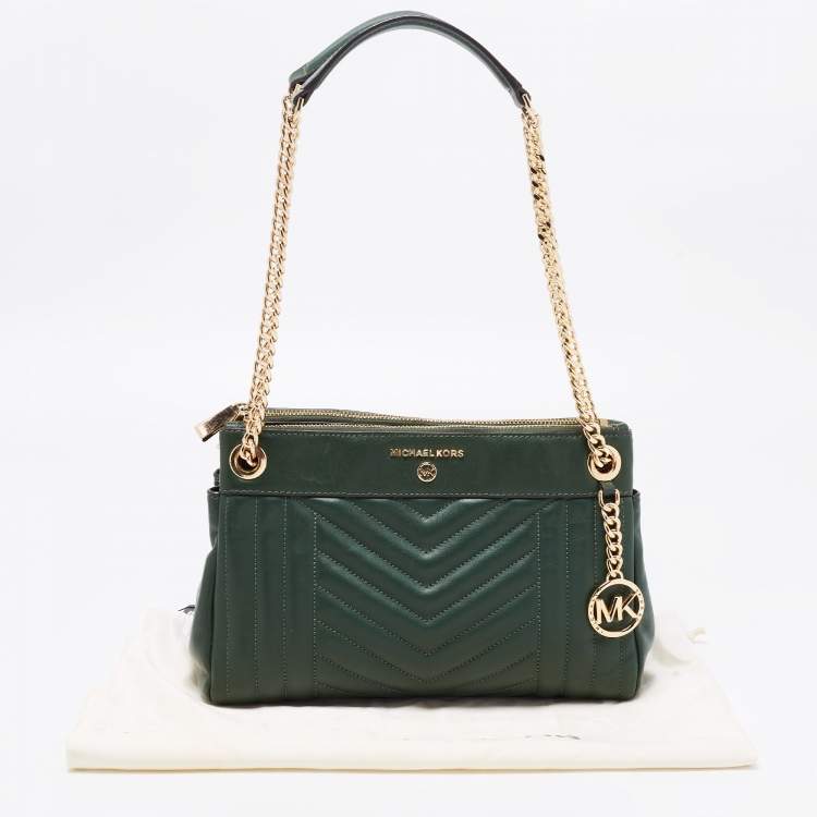Pre Owned Michael Kors Green Quilted Leather Susan Shoulder Bag