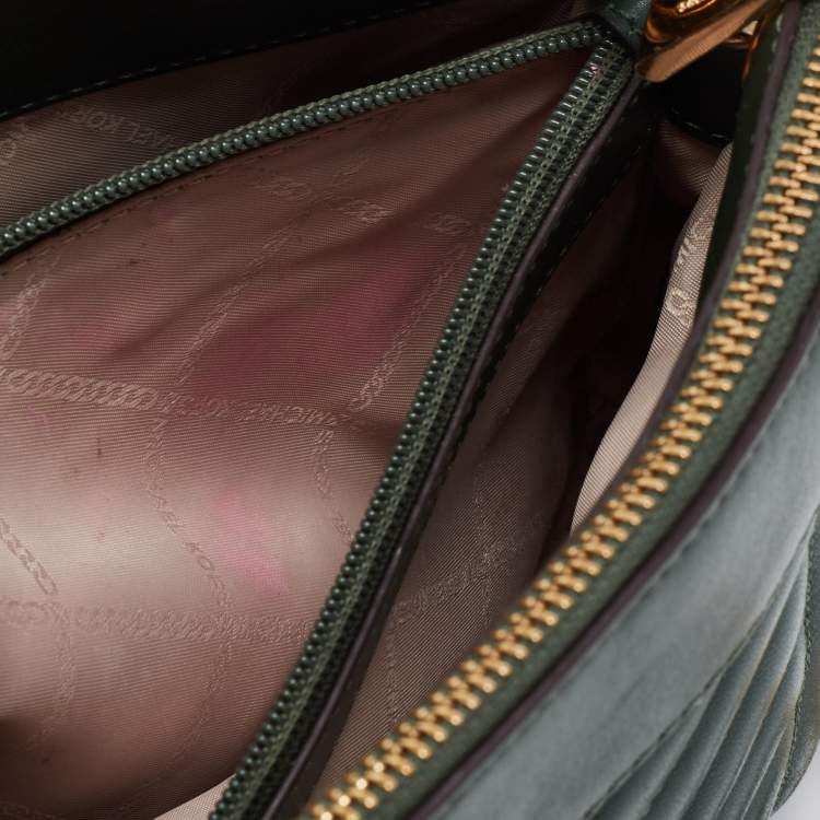 Pre Owned Michael Kors Green Quilted Leather Susan Shoulder Bag